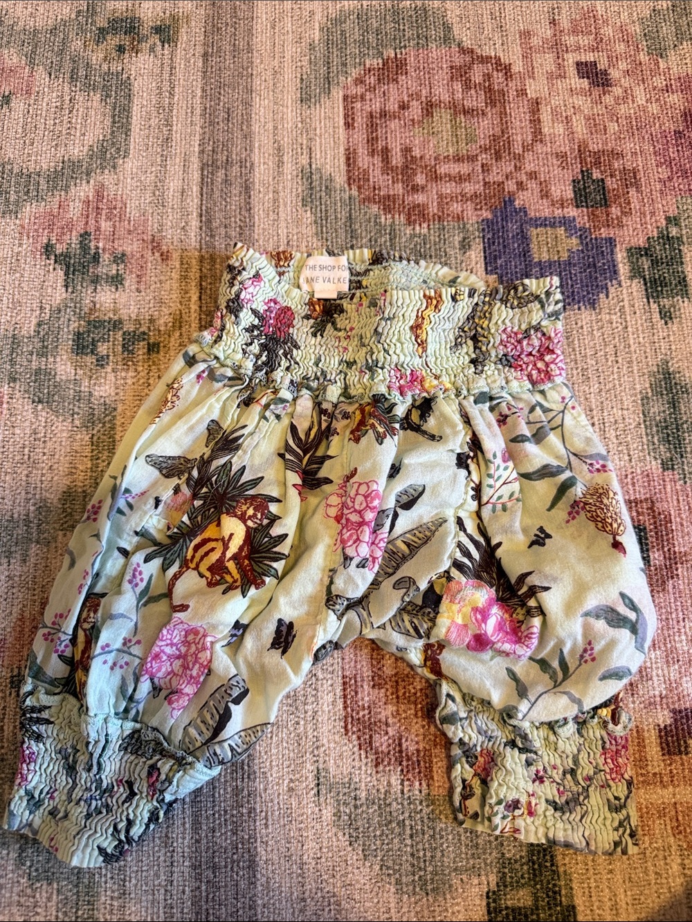 The Shop for Jane Walker Floral Smocked Baby Pants - Mint & Pink